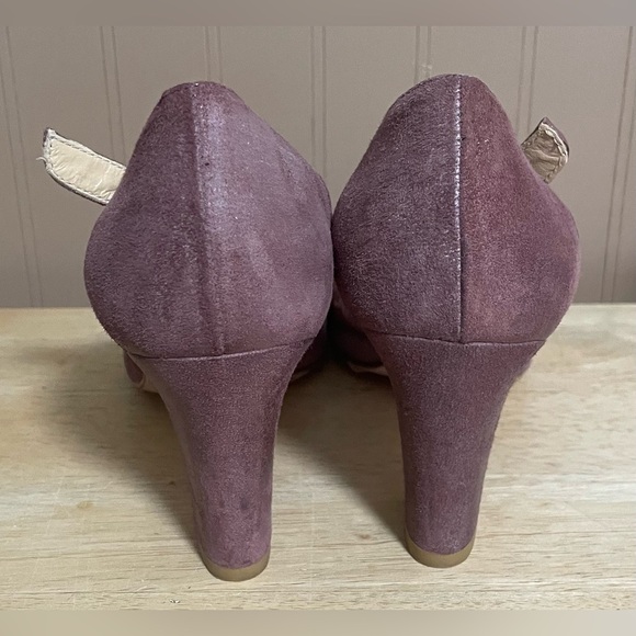 Sundance Women's Muave Suede Mary Jane Block Heels Perforated Detail; size 40 - Picture 3 of 8